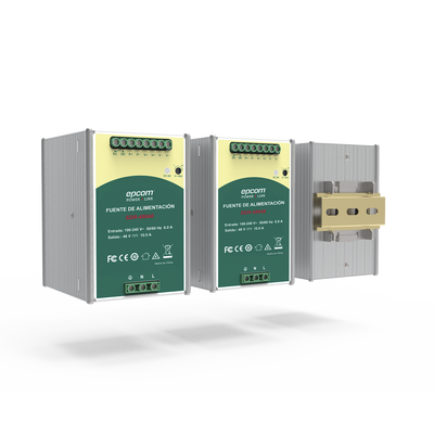 EPCOM POWERLINE - Fuente de Poder Industrial 48 Vcc @ 10A / 480W / Función relay Vcc  / Función de Conexión Paralelo / Riel Din