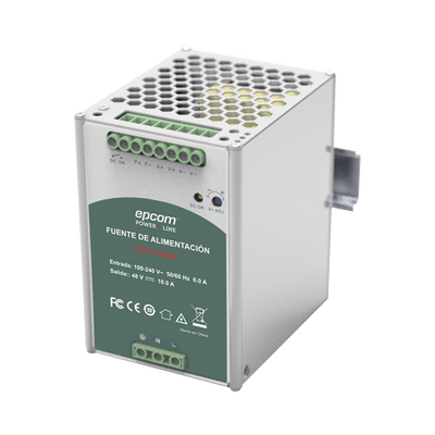 EPCOM POWERLINE - Fuente de Poder Industrial 48 Vcc @ 10A / 480W / Función relay Vcc  / Función de Conexión Paralelo / Riel Din