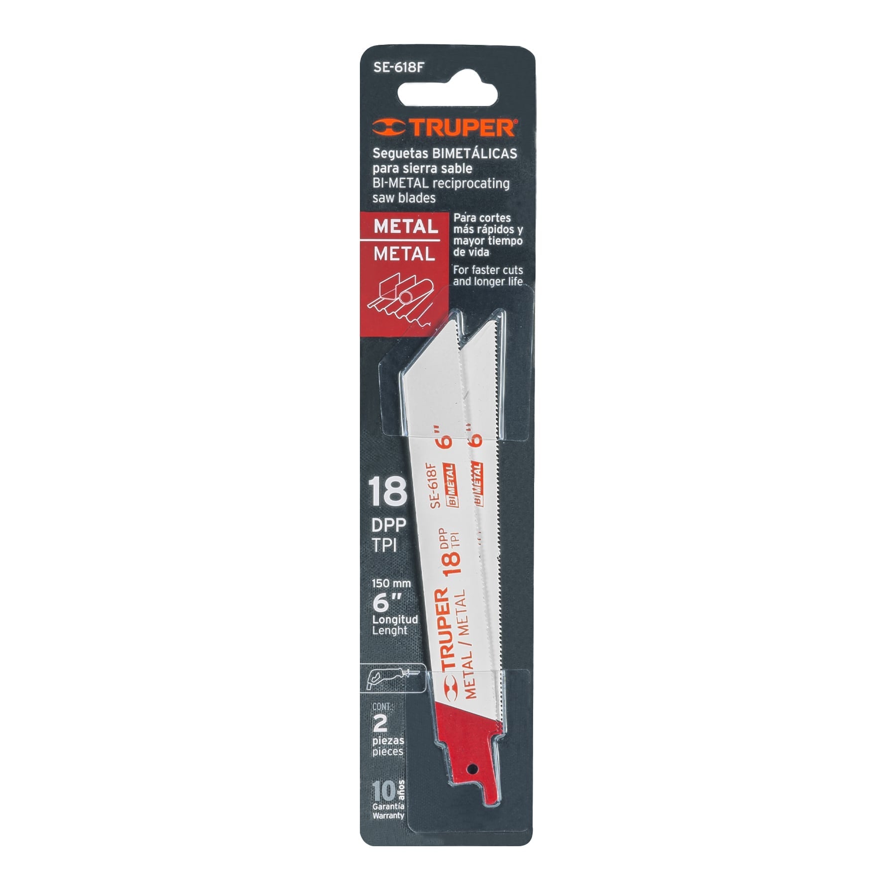 Blister con 2 seguetas sierra sable 6' 18 DPP para metal