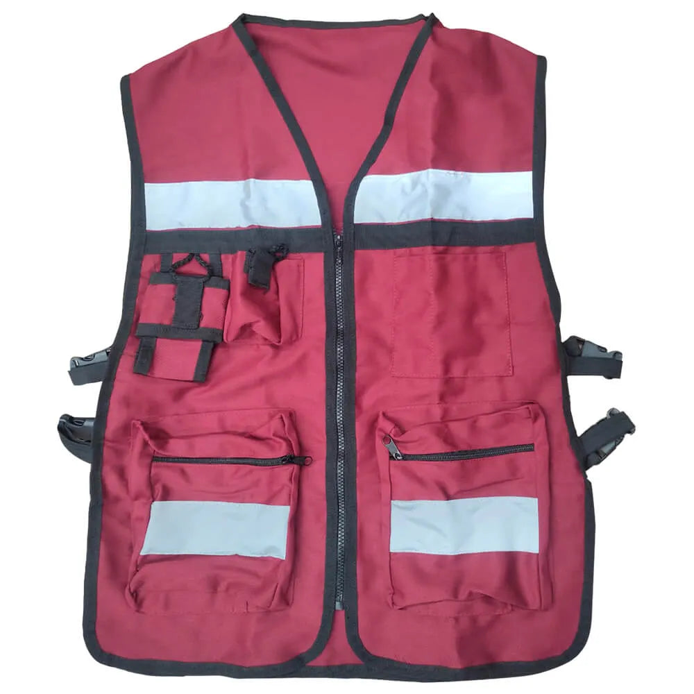 CHALECO BRIGADISTA VINO REFLEJANTE CON BOLSA TU