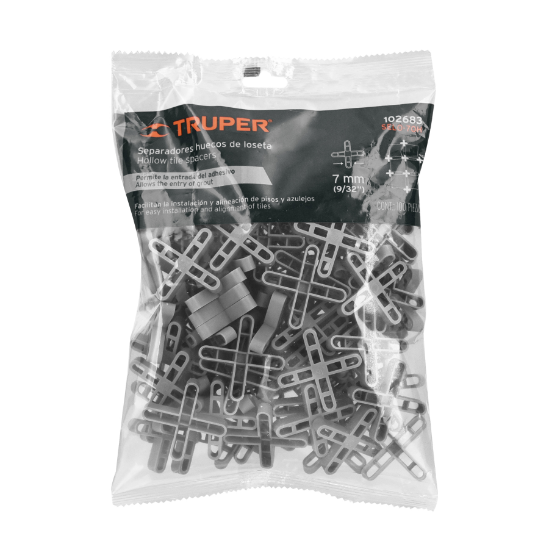 Bolsa con 100 separadores huecos de 7mm para losetas, Truper