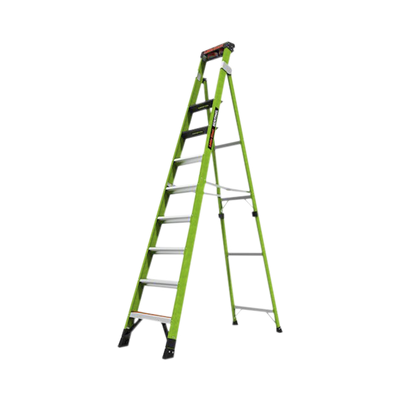 LITTLE GIANT LADDER SYSTEMS - Escalera de 3.05 m Capacidad máxima de 170 Kg, inclinada, de fibra de vidrio con almohadilla de pared giratoria.