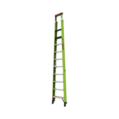 LITTLE GIANT LADDER SYSTEMS - Escalera de 3.65 m Capacidad máxima de 170 Kg, inclinada, de fibra de vidrio con almohadilla de pared giratoria.