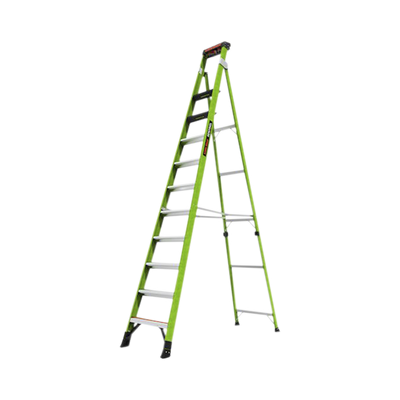 LITTLE GIANT LADDER SYSTEMS - Escalera de 3.65 m Capacidad máxima de 170 Kg, inclinada, de fibra de vidrio con almohadilla de pared giratoria.