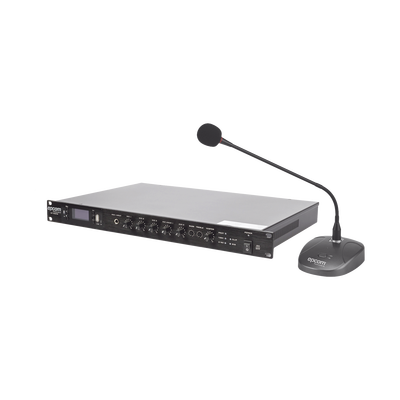 EPCOM PROAUDIO - KIT de Amplificador de 120W Modelo SF120DTB | más Micrófono de Escritorio Modelo SF621A