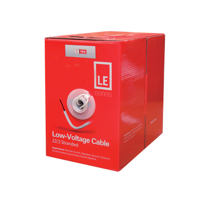 SFIRE - Bobina de 305 Metros (1000 Pies) de Cable / 2 x 22 AWG / Tipo CCA de Color Blanco / Aplicaciones en Alarmas de Intrusión/Control de Acceso/Automatización/ Interfonos y TV Porteros