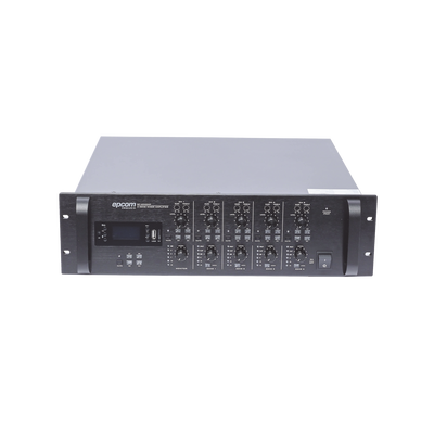 EPCOM PROAUDIO - Mezclador Amplificador de Audio - 4 zonas de 240W RMS Hasta 960W | 4 Canales | 5 Entradas | MP3 Tuner USB/SD | 1 Entrada de Micrófono