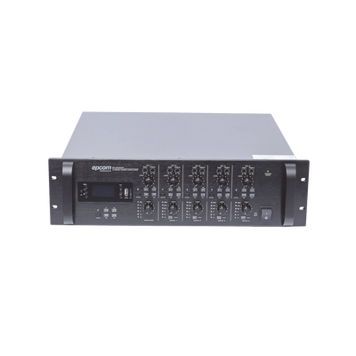 EPCOM PROAUDIO - Mezclador Amplificador de Audio - 4 zonas de 240W RMS Hasta 960W | 4 Canales | 5 Entradas | MP3 Tuner USB/SD | 1 Entrada de Micrófono