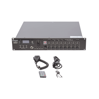 EPCOM PROAUDIO - Controlador de Evacuación Por Voz | 500 W | 8 Zonas independientes | 4 entradas de audio y 2 entradas de micrófono
