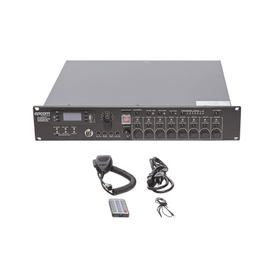 EPCOM PROAUDIO - Controlador de Evacuación Por Voz | 500 W | 8 Zonas independientes | 4 entradas de audio y 2 entradas de micrófono