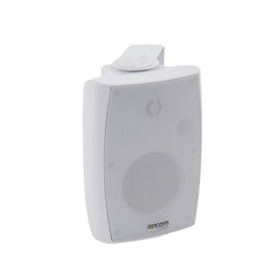 EPCOM PROAUDIO - Altavoz de Pared de 2 vías | Woofer 4in + 1.5in | 2.5W - 20W | Para Sistemas 70/100V y 8 ohms | Material ABS | Rejilla y Bracket de Metal | Color Blanco
