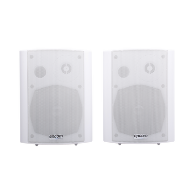 EPCOM PROAUDIO - Altavoces Amplificada de Montaje en Pared 5"+1.5" | RMS 20W@8ohms y Pasivo 20W | Material ABS | Reja Metálica | Bracket de Metal | Color Blanco