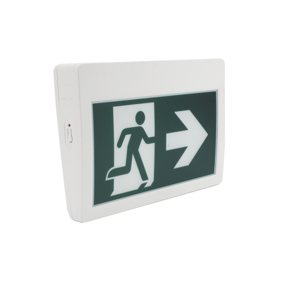 SFIRE - Letrero LED de Señalización de salida "Hombre Corriendo"/ Alto brillo / Uso en pared, lateral o techo / Batería de Respaldo Incluida con hasta 120 minutos de duracion