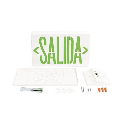 SFIRE - Letrero LED DUAL de SALIDA Universal con alto brillo/uso en pared, lateral o techo/Batería de Respaldo Incluida.
