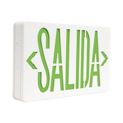 SFIRE - Letrero LED DUAL de SALIDA Universal con alto brillo/uso en pared, lateral o techo/Batería de Respaldo Incluida.