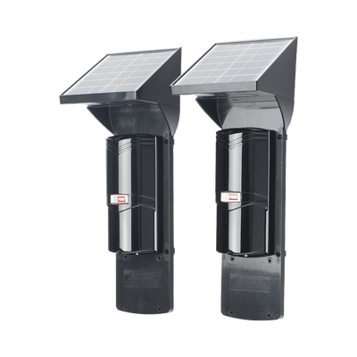 SFIRE - Detector fotoelectrico con celda solar ; DE 2 RAYOS; alcance exterior 60 m / interior 120 m, 4 frecuencias / Para ambientes donde no hay electricidad