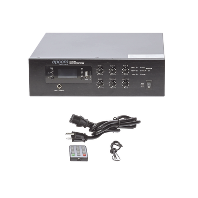 EPCOM PROAUDIO - Mini Amplificador de Audio Mezclador | 120W RMS | Sistema 70/100V | MP3 | Tuner | Bluetooth | Musica ambiental y Voceo