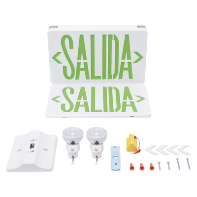 SFIRE - Letrero de Emergencia LED DUAL de SALIDA con Luz de Emergencia/Montaje Universal (pared, lateral o Techo)/Batería de Respaldo Incluida