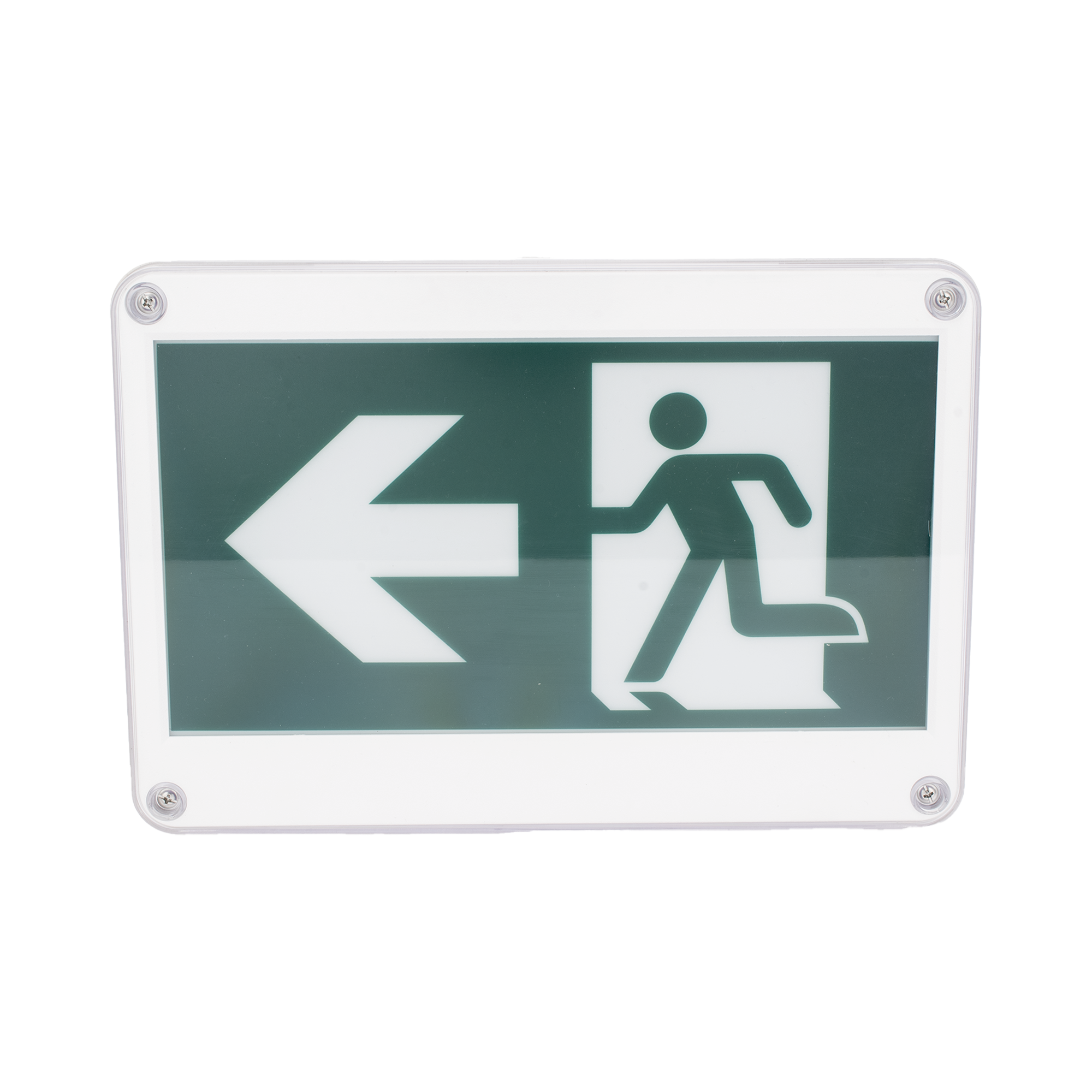 SFIRE - Letrero EXTERIOR de Señalización salida "Hombre Corriendo"/ Alto brillo / Uso en pared, lateral o techo / Batería de Respaldo Incluida con hasta 120 minutos de duración