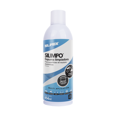 SILIMEX - Espuma Limpiadora para Todo Tipo de Superficies Plásticas y Metálicas de Sistemas de Vídeo, Audio, Telefonía y Equipo de Cómputo, Contiene Protectores de Rayos UV, 454 ml
