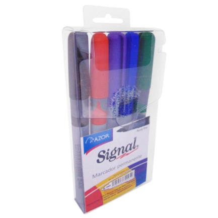 SIGNAL - Marcador Permanente Signal Fino Punta 1.5mm Colores Surtidos Estuche C/5 Pzas