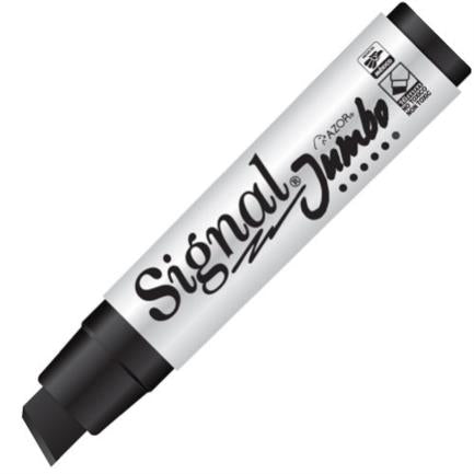 SIGNAL - Marcador Permanente Signal Jumbo Punta Cincel Color Negro C/4 Pzas