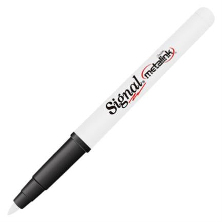 SIGNAL - Marcador Permanente Signal Metalink Punta Bala Color Blanco C/12 Pzas