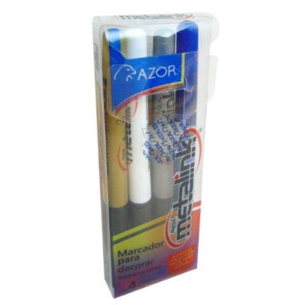 SIGNAL - Marcador Permanente Signal Metalink Punta Fina Colores Surtidos C/4 Pzas