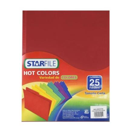 STARFILE - Folder StarFile Hot Colors Tamaño Carta Color Vino 25 Pzas