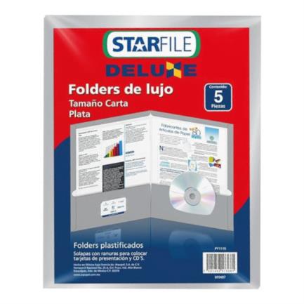 STARFILE - FOLDER DELUXE PLASTIFICADO PLATA PAQ. C/5