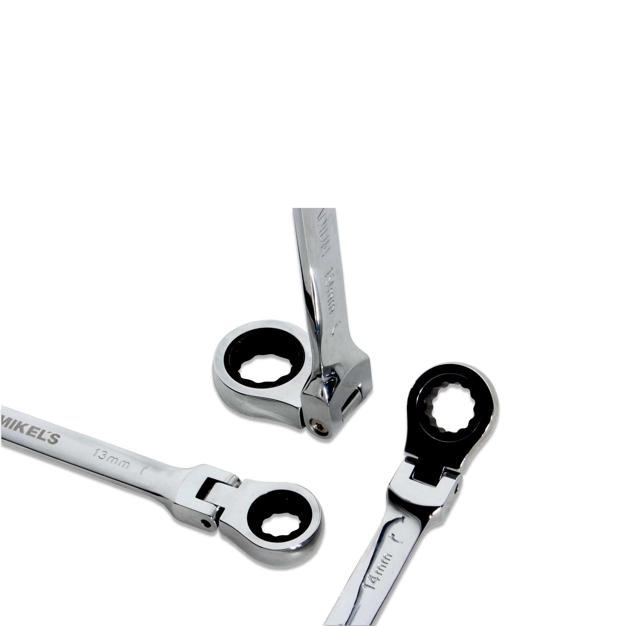 Llaves combinadas con matraca cabeza flexible (set 7 pzas)