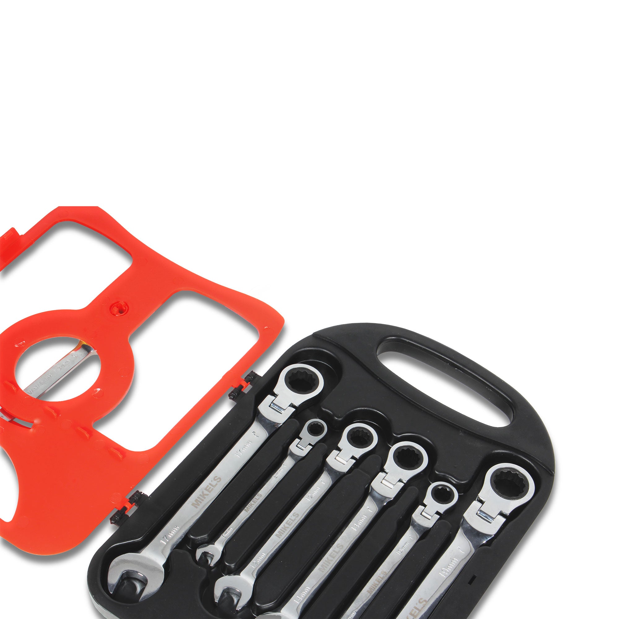 Llaves combinadas con matraca cabeza flexible (set 7 pzas)
