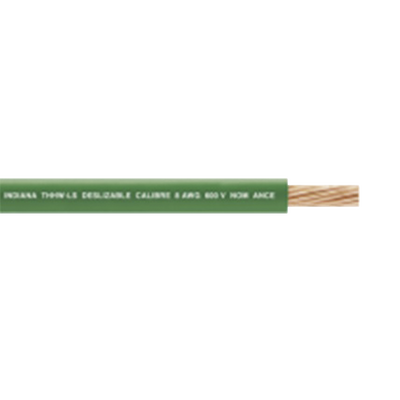 INDIANA - 6 AWG / Cable Eléctrico / 1 Conductor /  Cobre /  Recubierto THW-LS / 19 Hilos / Color Verde / 300 metros