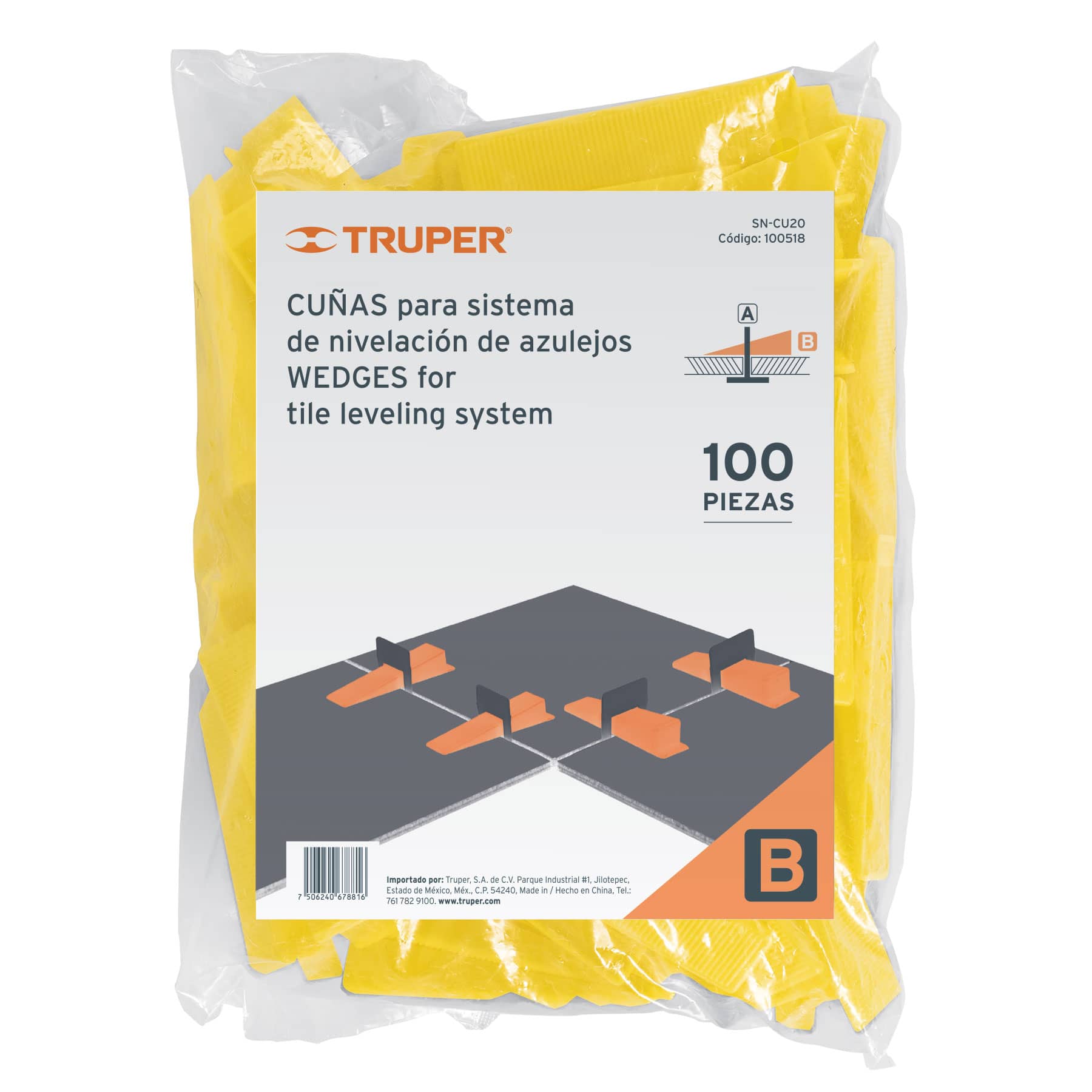 Bolsa con 100 cuñas para nivelación de azulejos, TRUPER