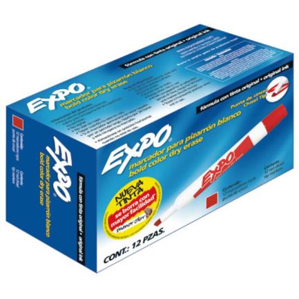 SANFORD - Marcador Sanford Expo 83002 Rojo Cincel Pizarron Blanco C/12