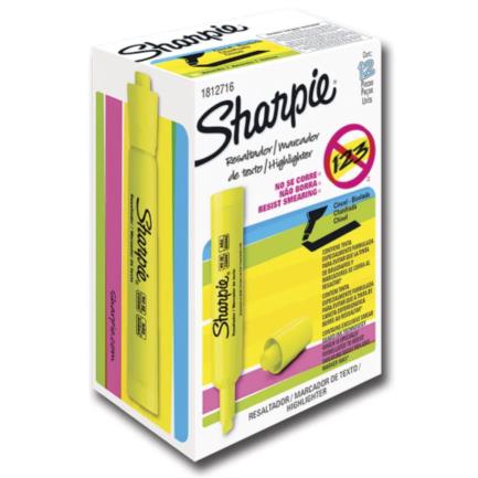 SANFORD - Resaltador Sharpie Color Amarillo C/12 Pzas