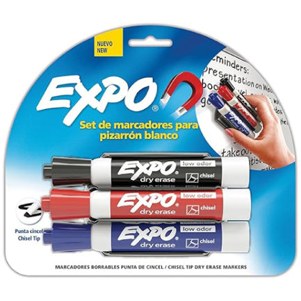SANFORD - Marcador para Pizarrón Expo Colores Surtidos con 3 Piezas + Borrador Magnetico