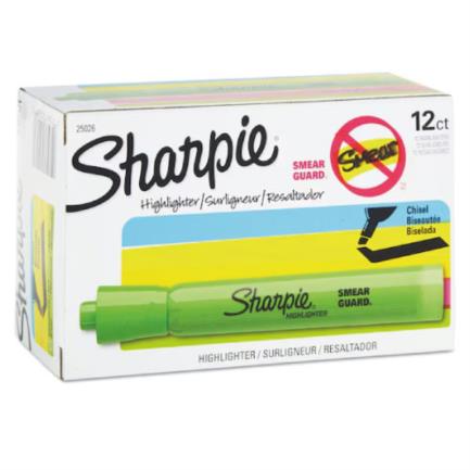 SANFORD - Resaltador Sharpie Tank Color Verde c/12 piezas