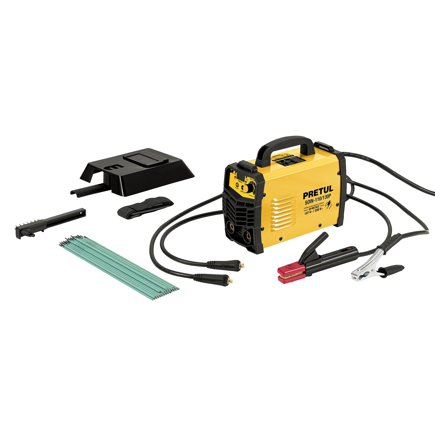 Soldadora inversora, 130A, Bi-voltaje 127/220V, PRETUL