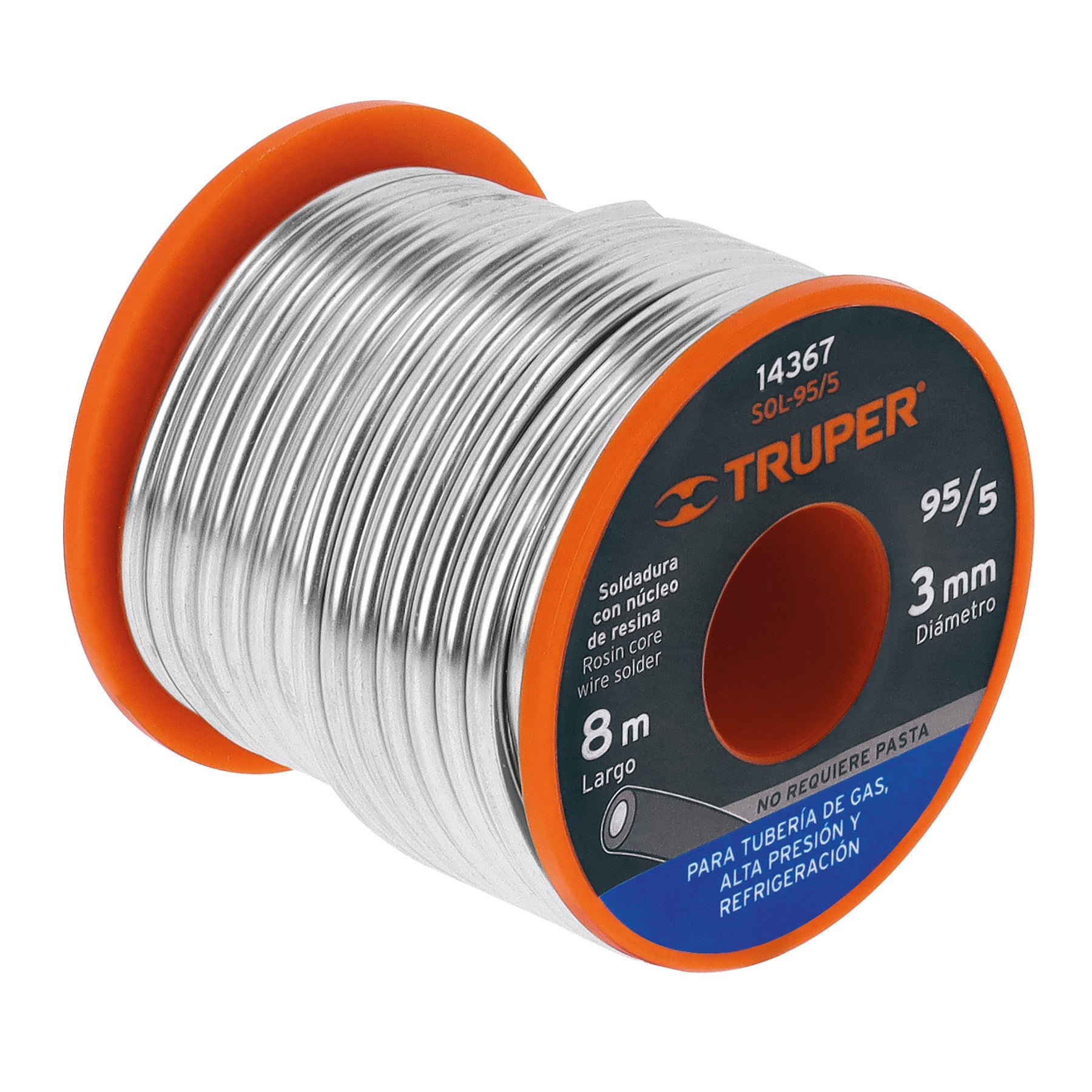 Soldadura con nucleo resina 95/5, tuberia de gas, 450 g