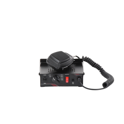 SIGNALPRO - Sirena Vehicular de 100W de Potencia, Con Switch Giratorio de 6 posiciones y Micrófono Integrado de Uso Rudo
