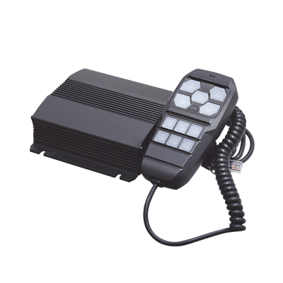 SIGNALPRO - Sirena Vehicular de 100W de Potencia, Con Controlador Unimando Para Control de Tonos, 4 Salidas Auxiliares y Microfono