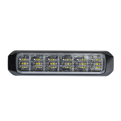SIGNALPRO - Luz Auxiliar de 18 LED, SAE, Tricolor, Bisel Negro, Rojo/Blanco/Azul, Lente Transparente
