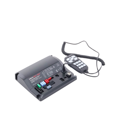 SIGNALPRO - Sirena Vehicular de 200W de Potencia, Con Controlador Unimando de 15 Botones Para Control de Tonos, 12 Salidas Auxiliares y Micrófono