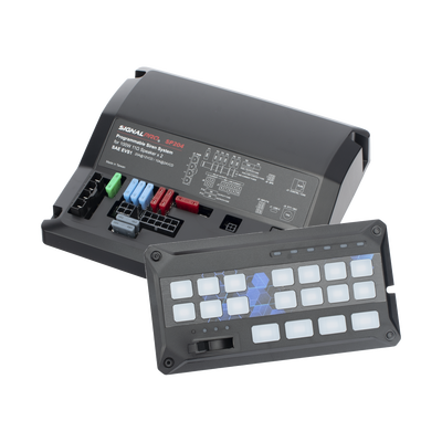 SIGNALPRO - Sirena Vehicular de 200W de Potencia, Con Controlador de Panel Deslizante de 19 botones, indicador de flecha de tráfico de 6 LED, 12 Salidas Auxiliares
