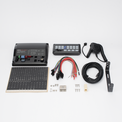 SIGNALPRO - Sirena Vehicular de 200W de Potencia, Con Controlador de Panel Deslizante de 19 botones, indicador de flecha de tráfico de 6 LED, 12 Salidas Auxiliares