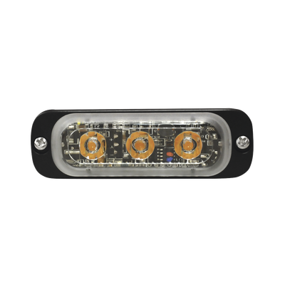 SIGNALPRO - Luz Auxiliar de 3 LED, Ambar, SAE, 12-24 Vcd, Lente transparente
