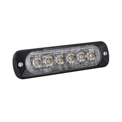 SIGNALPRO - Luz Auxiliar de 6 LED, Ambar, Bisel Negro, Lente Transparente
