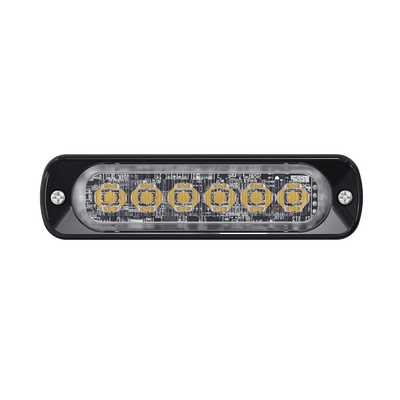 SIGNALPRO - Luz Auxiliar de 6 LED, Ambar, Bisel Negro, Lente Transparente
