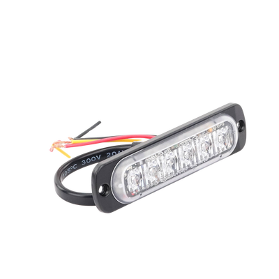 SIGNALPRO - Luz Auxiliar de 6 LED, Roja, Bisel Negro, Lente Transparente